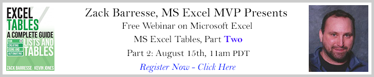 Zack Barresse presents MS Excel Tables